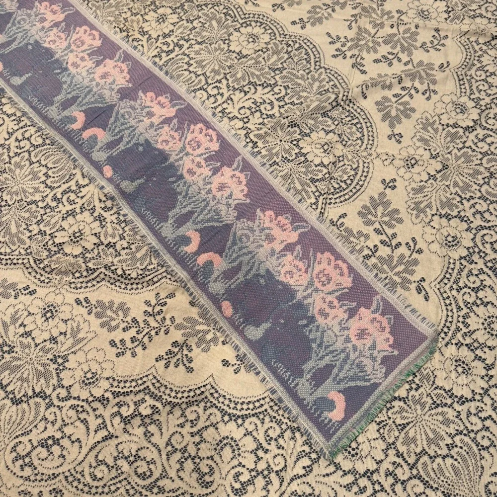 Vintage Tapestry Easter Bunny Table‎ Runner Tulips Springtime Cottagecore